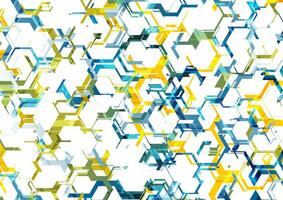 abstrakt blå gul tech hexagonal mönster bakgrund vektor