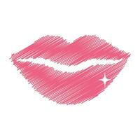 Vektor skizzenhaft Stil rot Lippen Kuss auf Weiß Hintergrund
