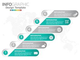 Infografik Template Design mit 6 Farboptionen. vektor