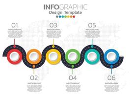 Infografik Template Design mit 6 Farboptionen. vektor