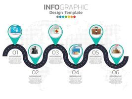 Infografik Template Design mit 6 Farboptionen. vektor