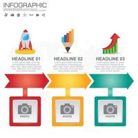 Business-Infografik-Vorlage mit 3 Optionen oder Schritten. vektor