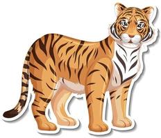 eine Aufklebervorlage der Tiger-Cartoon-Figur vektor