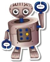 eine Aufklebervorlage mit Roboterspielzeug-Cartoon-Figur isoliert vektor