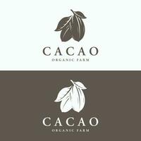 organisk choklad eller kakao frukt logotyp mall design isolerat bakgrund. vektor