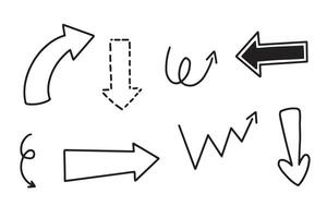 pilar hand dragen med svart linje. pil tecken för element vektor