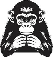 enfärgad schimpans ikon elegant primat emblem schimpans charm i natur svart vektor hyllning
