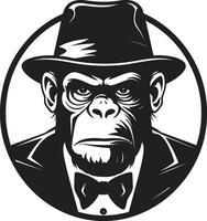 elegant primat ikon svart vektor hyllning de majestät av natur svart schimpans symbol