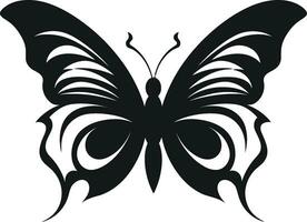 monochromatisch Schönheit schwarz Vektor Schmetterling Flügel von Kompliziertheit schwarz Schmetterling Kennzeichen