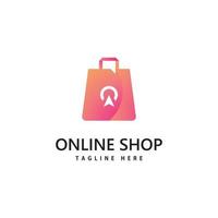 logotyp för shoppingväska. online shopping logotyp design vektor