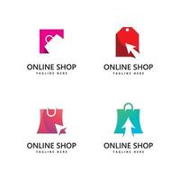 logotyp för shoppingväska. online shopping logotyp design vektor