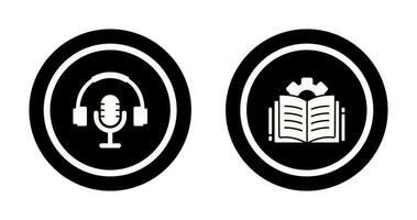 Podcast und öffnen Buch Symbol vektor