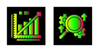 linje Graf och Sök ikon vektor
