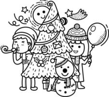 handgezeichnete party frohe weihnachten. Illustrationsvektor vektor