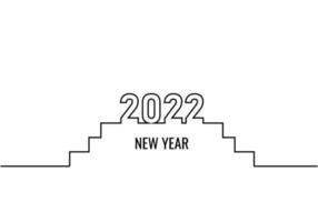 kontinuerlig enradsteckning av en nyårstext 2022 vektor