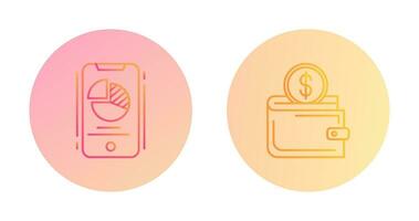 Kuchen Diagramm und Brieftasche Symbol vektor
