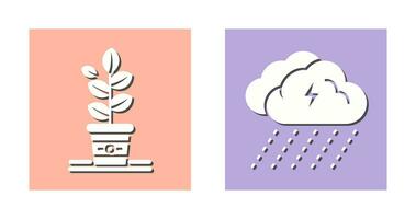 Pflanzen und regnerisch Tag Symbol vektor