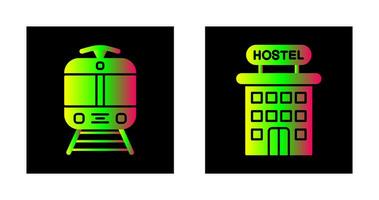 Straßenbahn und Herberge Symbol vektor