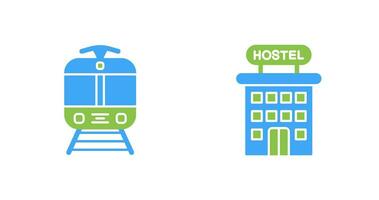 Straßenbahn und Herberge Symbol vektor