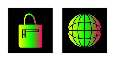 Handtasche und Globus Symbol vektor
