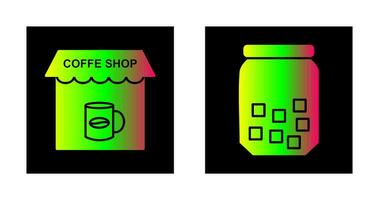 Kaffee Geschäft und Zucker Flasche Symbol vektor