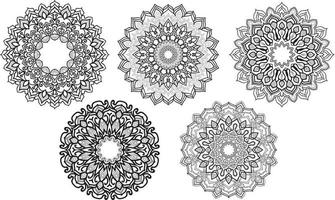 Mandala Sammlung Vektor kostenloser Vektor. Kreisförmiges Blumenset Mandala