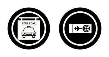 Miete ein Auto und Flugzeug Tickets Symbol vektor