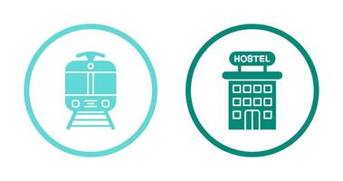 Straßenbahn und Herberge Symbol vektor