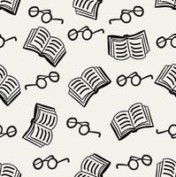 Doodle-Buch mit Brille nahtlose Muster vektor