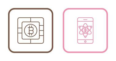 Bitcoin Chip und Handy, Mobiltelefon Symbol vektor