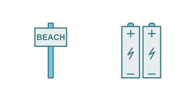 Strand Zeichen und Batterien Symbol vektor