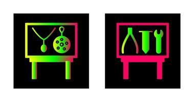 Juwel Ausstellungsstück und Werkzeuge Ausstellungsstück Symbol vektor