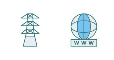 torn och värld bred webb ikon vektor