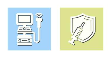 Ultraschall Maschine und Impfung Symbol vektor
