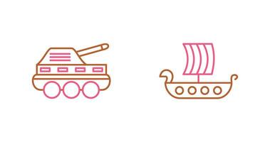 Infanterie Panzer und Wikinger Schiff Symbol vektor