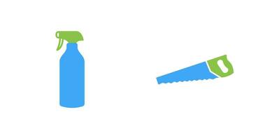 spray flaska och handsåg ikon vektor