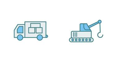 logistik bil och lyftaren ikon vektor