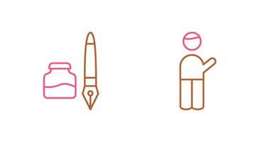 bläck och penna och museum guide ikon vektor