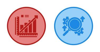 linje Graf och Sök ikon vektor