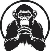 nåd och frihet svart schimpans symbol styrka i skuggor noir vilda djur och växter emblem vektor