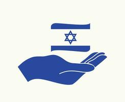 Israel flagga emblem band och hand symbol abstrakt mitten öst Land vektor illustration design