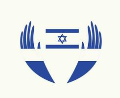 Israel Flagge Emblem mit Hände Symbol Mitte Osten Land abstrakt Design Vektor Illustration