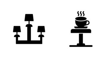 Lampe und Kaffee Tabelle Symbol vektor