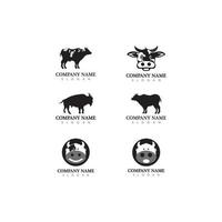 ko och tjur logotyp mall vektor ikon