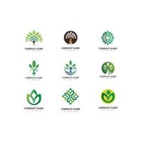 Logos des grünen Baumblatt-Ökologie-Vektor-Set-Designs vektor