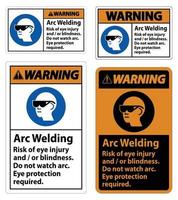 bågsvetsning risk för ögonskada ögonskydd krävs vektor