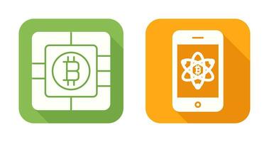 Bitcoin Chip und Handy, Mobiltelefon Symbol vektor