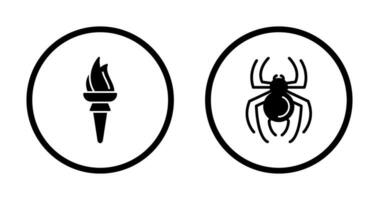 Fackel und Spinne Symbol vektor