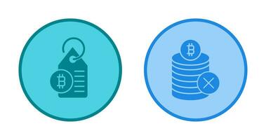 inte accepterad och bitcoin märka märka ikon vektor