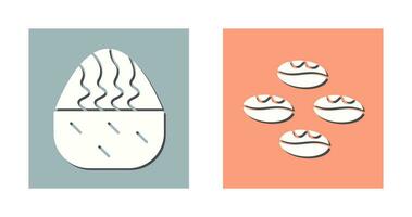 Sahne Muffin und Kaffee Bohnen Symbol vektor